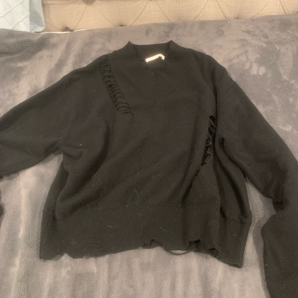 Black Distressed Sweater
